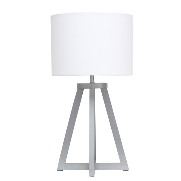 Lighting Business Interlocked Triangular Gray Wood Table Lamp with White Fabric Shade LI2519922
